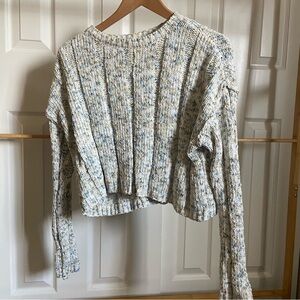 Arizona Jean Company White and Blue Crop Sweater